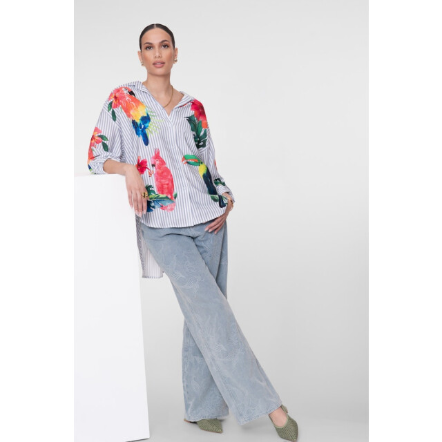 Geisha Blouse stripes birds dessin 4309.09.0051 large