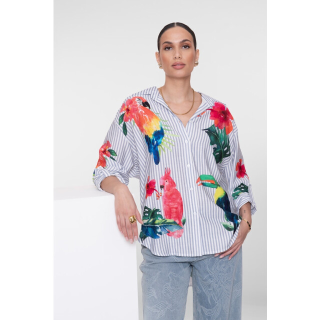 Geisha Blouse stripes birds dessin 4309.09.0051 large