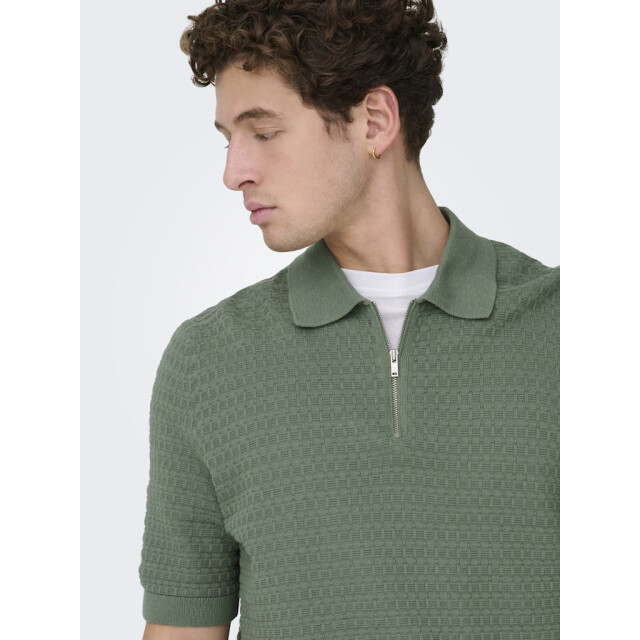 Only & Sons Onsmenu reg ss structure polo knit olijf 5369.22.0038 large