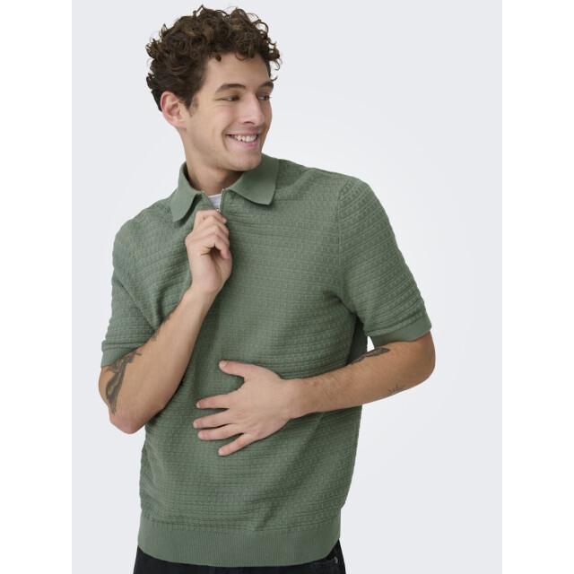 Only & Sons Onsmenu reg ss structure polo knit olijf 5369.22.0038 large