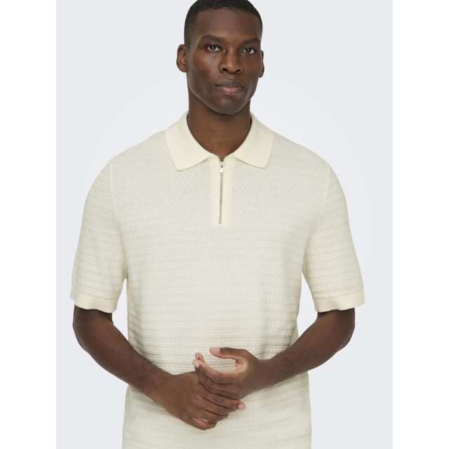 Only & Sons Onsmenu reg ss structure polo knit off-white 5369.02.0022 large