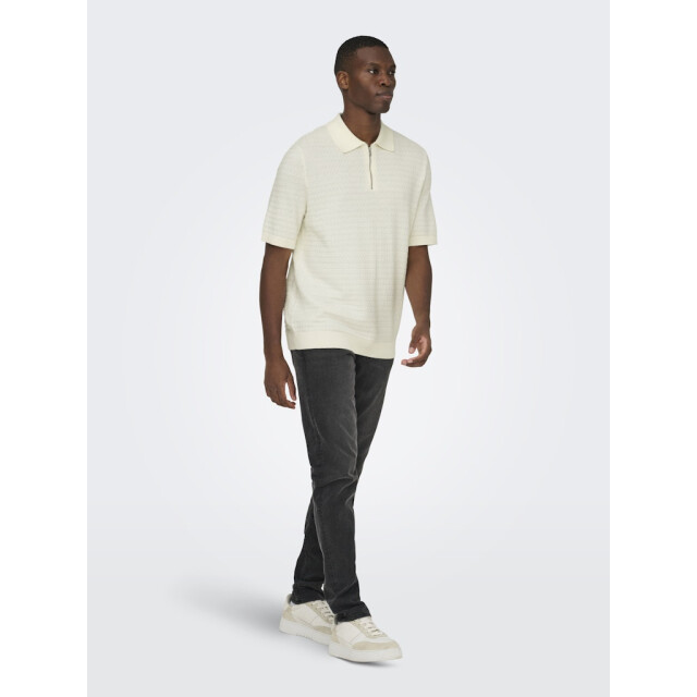Only & Sons Onsmenu reg ss structure polo knit off-white 5369.02.0022 large