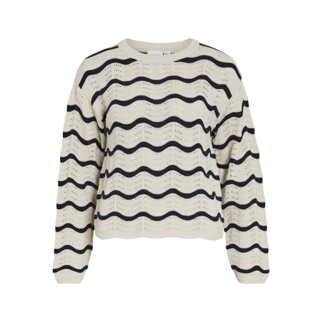 Vila Viwave o-neck ls pointelle knit top-noos ecru dessin 4219.08.0046 large