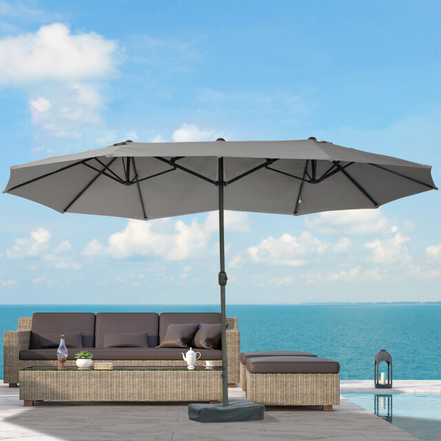 4goodz Duo-parasol-set met parasolvoet 460x270 cm brede parasol - 3527281 large