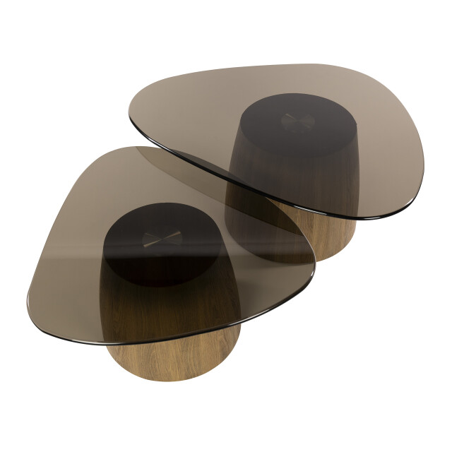 Hoyz salontafel tinto driehoekig set van 2 brons glas 3423833 large