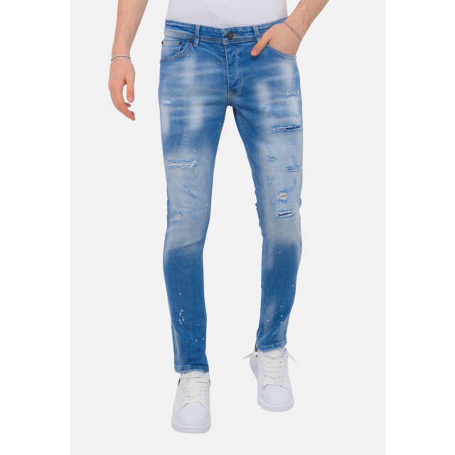 Local Fanatic Blue ripped skaterjeans slim fit LF-DNM-1078 large
