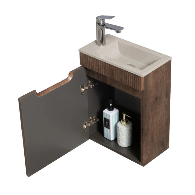 Badplaats Toiletmeubel thermis 40 x 22 cm bruin fonteinmeubel met 3529373 large