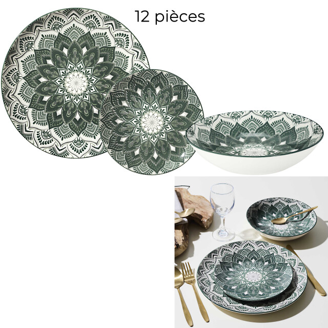 Luzzo ® madala serviesset 4 persoons 12-delig porselein - 3529685 large