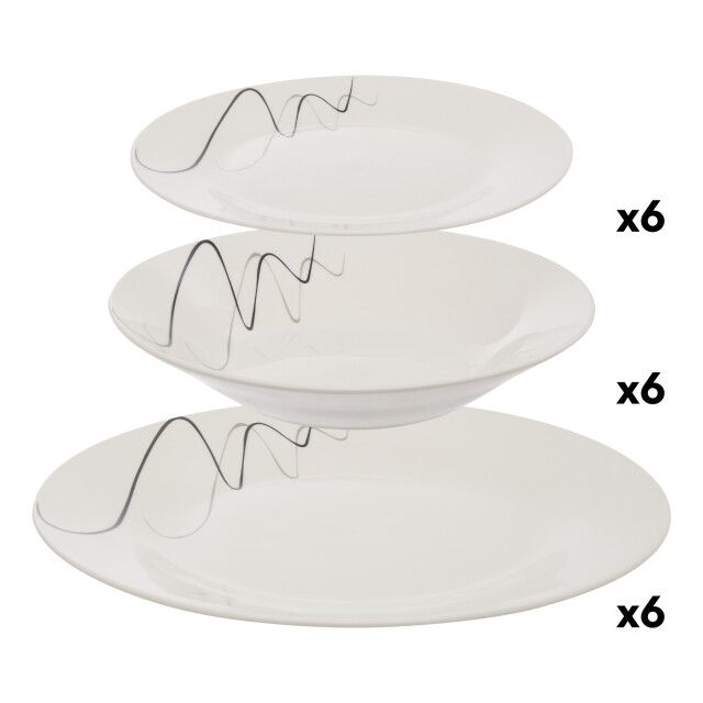 Luzzo ® pica 18-delige serviesset 6-persoons met sierlijke strepen 3529747 large