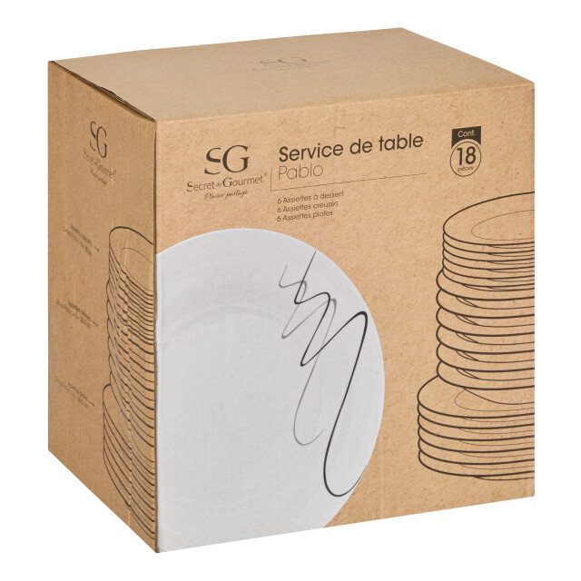 Luzzo ® pica 18-delige serviesset 6-persoons met sierlijke strepen 3529747 large