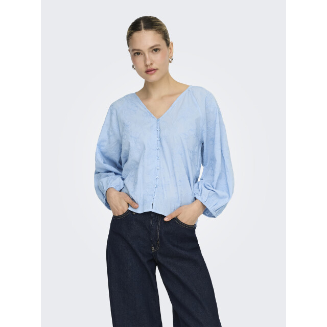 Only onlzion 3/4 v-neck emb top wvn 15364374 soft chambray 06615.240.0044 large