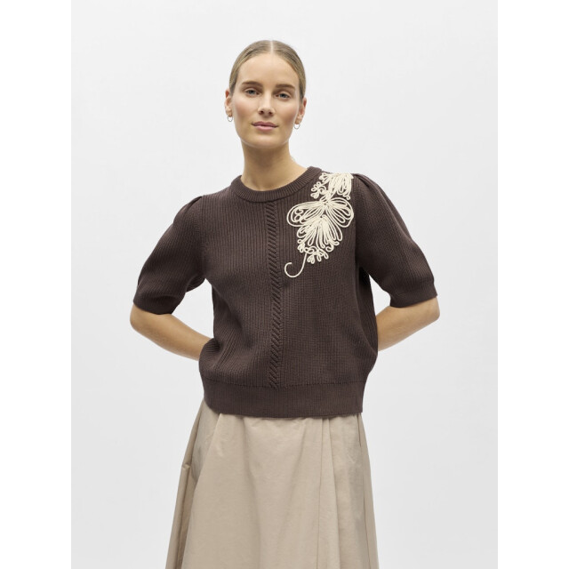 Object objstar s/s re knit pullover 143 23048339 seal brown 06712.849.0009 large