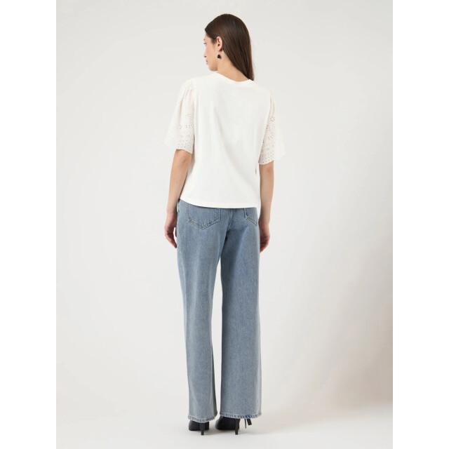 Y.A.S Yaslex ss top w. emb sleeves s. noos star white 26033890-211291 large