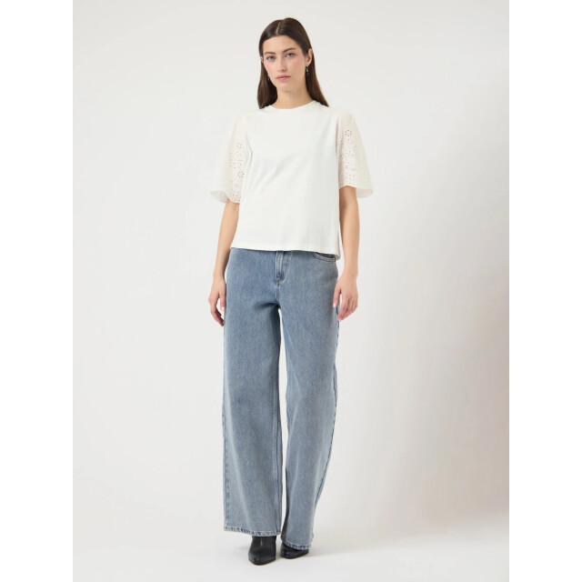 Y.A.S Yaslex ss top w. emb sleeves s. noos star white 26033890-211291 large