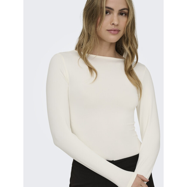 Only onlea l/s deep neck top jrs noos 15302647 cloud dancer 06012.198.0278 large