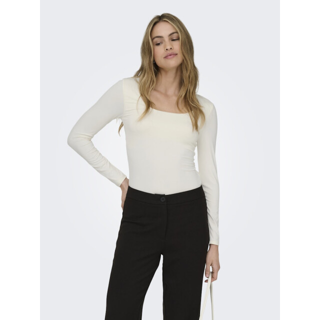 Only onlea l/s deep neck top jrs noos 15302647 cloud dancer 06012.198.0278 large