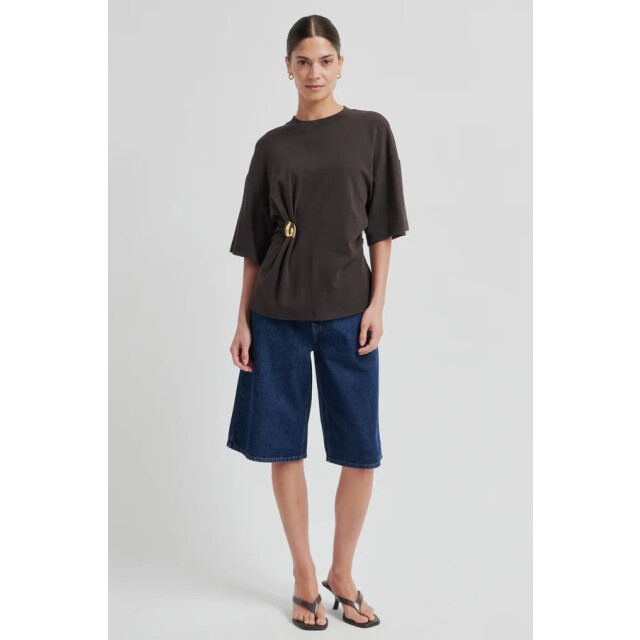 Second Female shirt km enora brooch tee 6150 chocolate tort 06011.880.0011 large