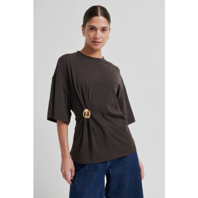 Second Female shirt km enora brooch tee 6150 chocolate tort 06011.880.0011 large