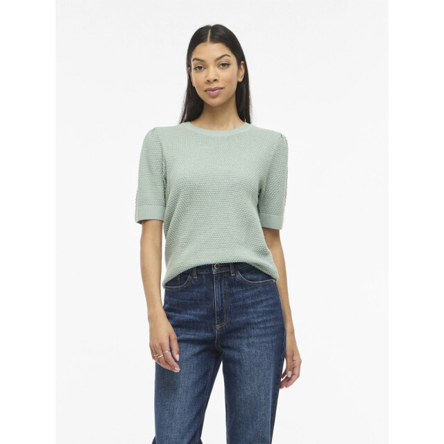 Vila vidalo o-neck s/s knit top noos 14084421 blue surf 06613.315.0015 large