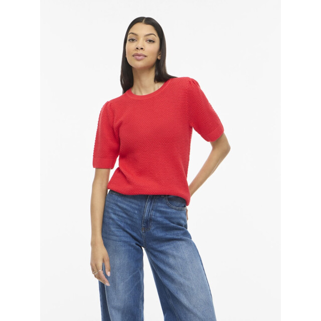 Vila vidalo o-neck s/s knit top noos 14084421 hibiscus 06613.640.0003 large
