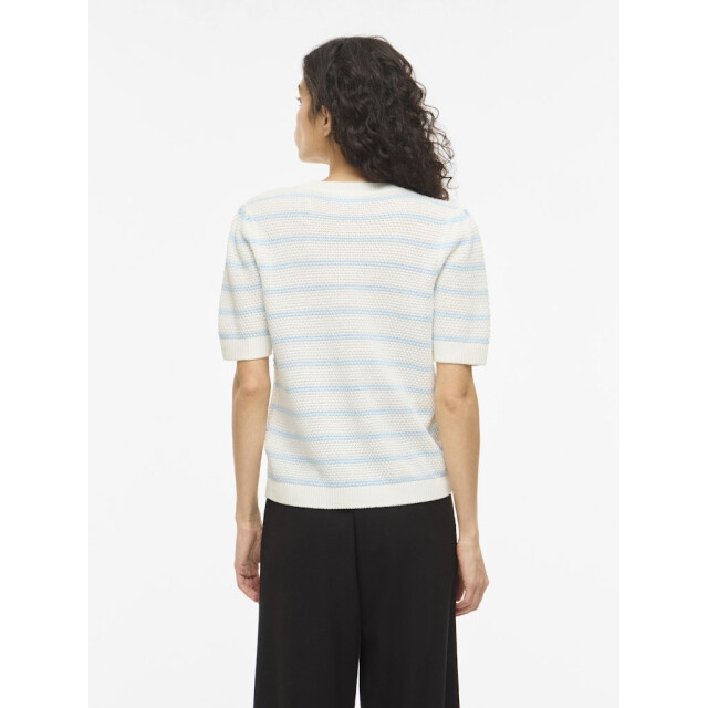 Vila vidalo o-neck s/s stripe knit-noos 14106601 white alyssum/nantucket 06613.241.0031 large