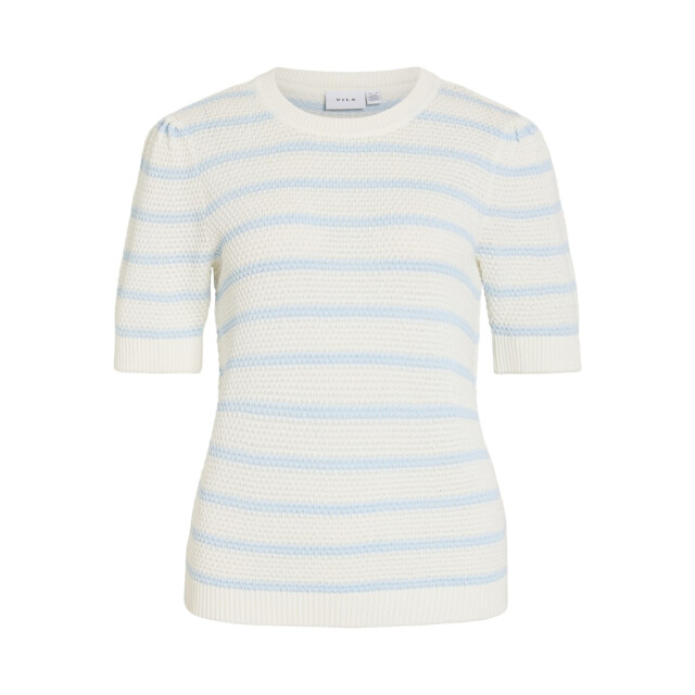 Vila vidalo o-neck s/s stripe knit-noos 14106601 white alyssum/nantucket 06613.241.0031 large
