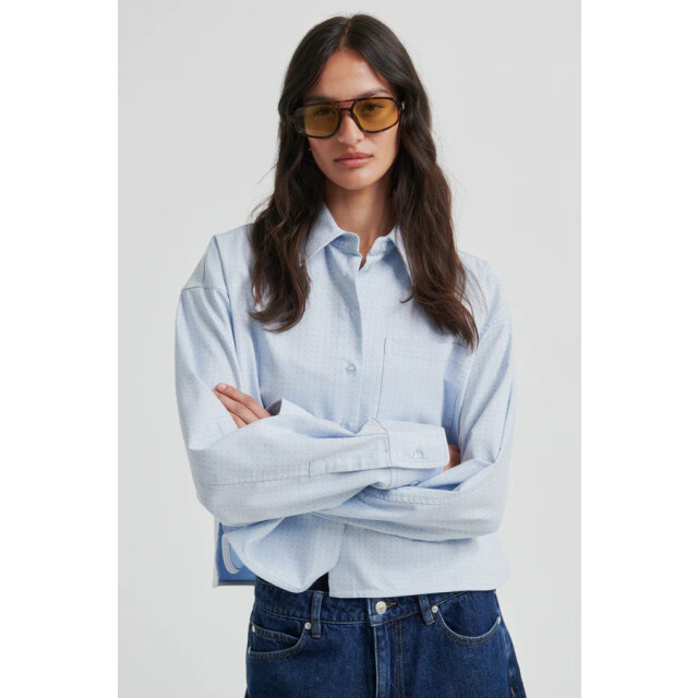 Second Female blouse lm joza cropped shirt 5996 light blue denim 06615.260.0006 large
