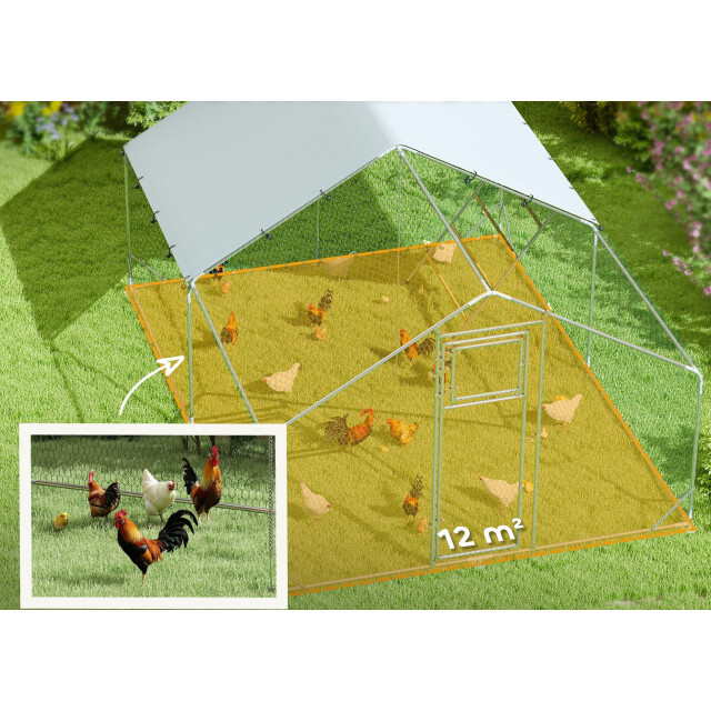4goodz Kippenren met uv-bestendig zeil en stalen gaas voor 12-18 kippen 3533407 large