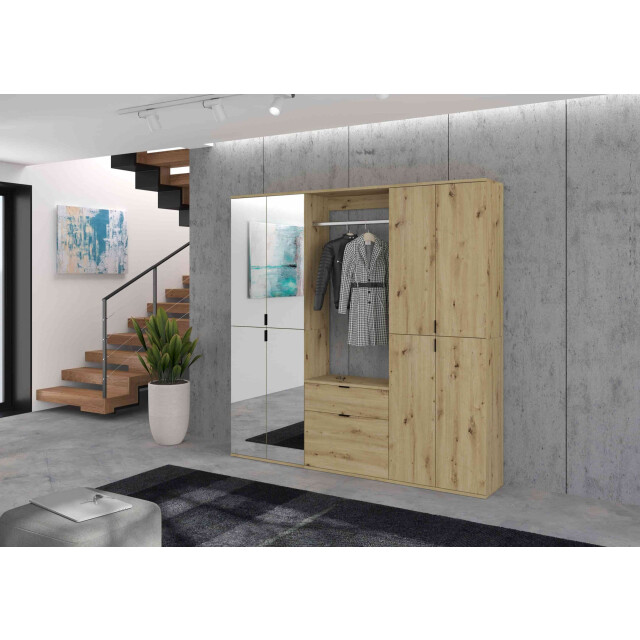 Furnilux Garderobe-element projektxschoenenkast eik ladekast + kledingroede 3256355 large