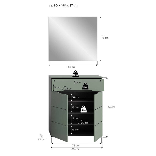 Furnilux Garderobeset canu met spiegel 3256834 large