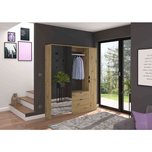 Furnilux Garderobe-element projektxschoenenkast eik ladekast + kledingroede 3256355 large