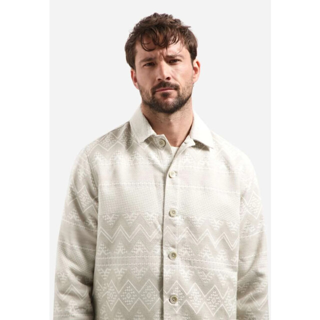 No Excess Overshirt full button jacquard taupe 31510112-044 large