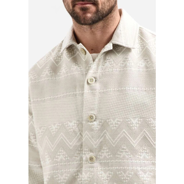 No Excess Overshirt full button jacquard taupe 31510112-044 large