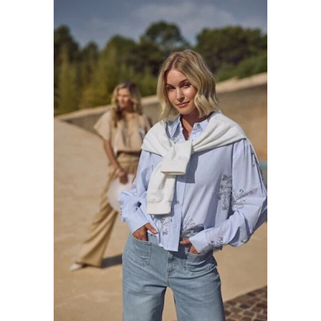 Nukus Nks02138 314 adora blouse stripe cloudy/offwhite NKS02138 314 large