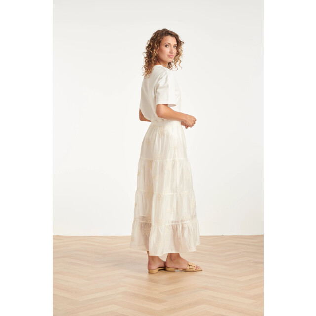 Smashed Lemon Zwierige maxi-rok met geborduurde print en stroken | 8718679007825 large