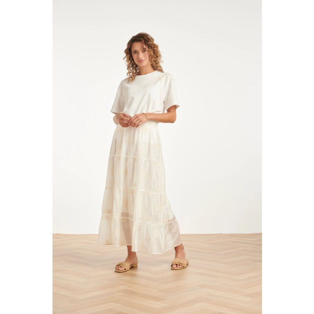 Smashed Lemon Zwierige maxi-rok met geborduurde print en stroken | 8718679007825 large