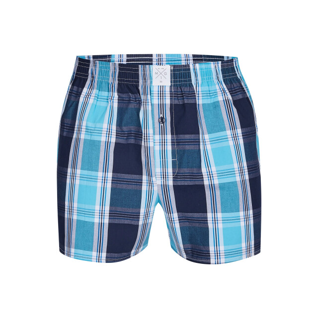 MG-1 Wijde boxershorts heren geweven katoen 5-pack blauw/zwart MG1-624-00 large