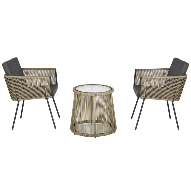 4goodz 3-delige loungeset rotan 2 stoelen en tafel met zit- en rugkussens - 3538068 large