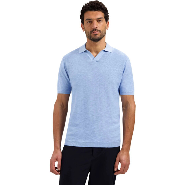 No Excess Pullover short sleeve v-polo slub blue 31240266SN-030 large