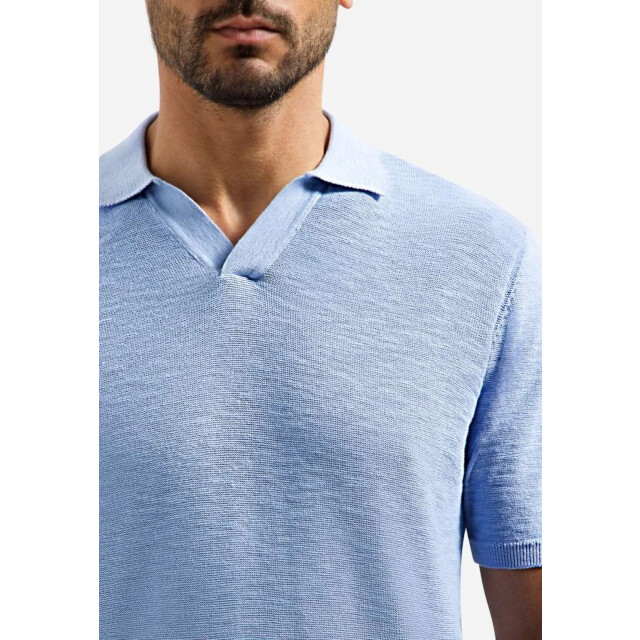 No Excess Pullover short sleeve v-polo slub blue 31240266SN-030 large