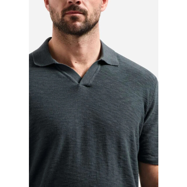 No Excess Pullover short sleeve v-polo slub dark steel 31240266SN-124 large