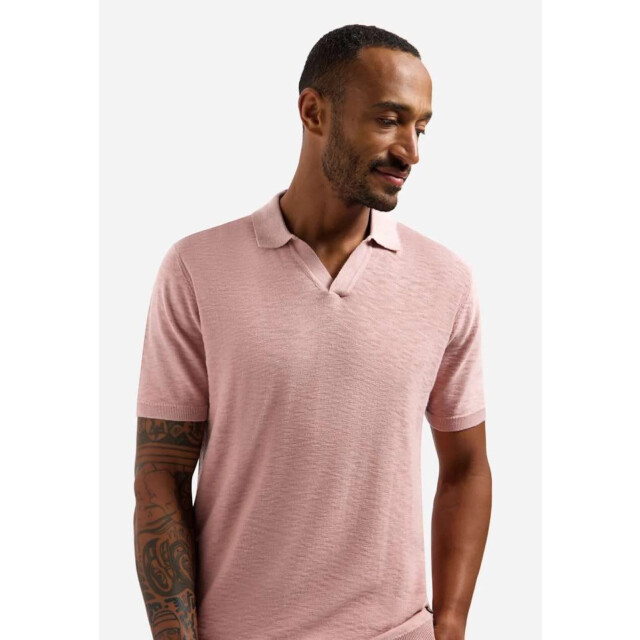 No Excess Pullover short sleeve v-polo slub light mauve 31240266SN-346 large