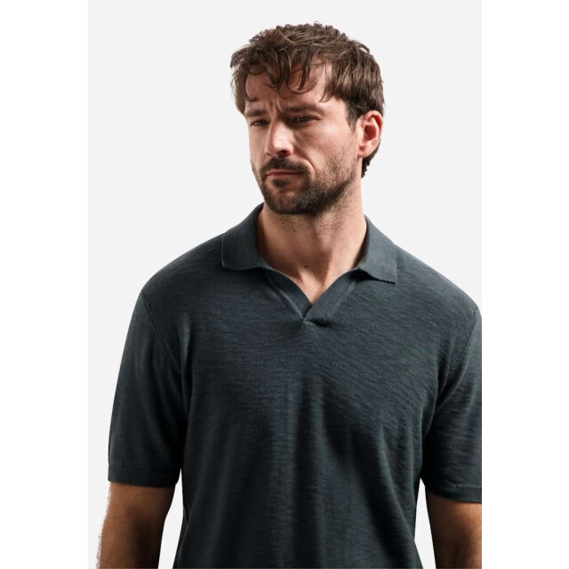 No Excess Pullover short sleeve v-polo slub dark steel 31240266SN-124 large