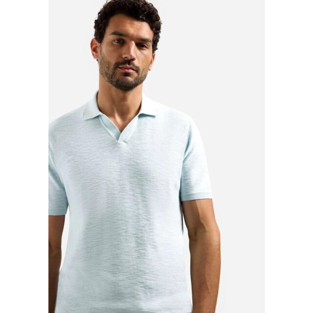 No Excess Pullover short sleeve v-polo slub sky 31240266SN-134 large