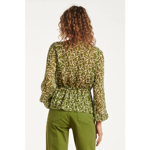 Smashed Lemon 25710 abstracte blouse in army en sand | 8720331391678 large