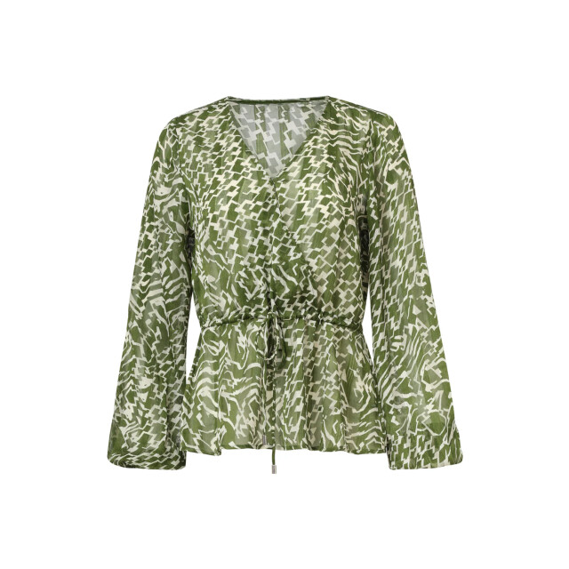 Smashed Lemon 25710 abstracte blouse in army en sand | 8720331391678 large
