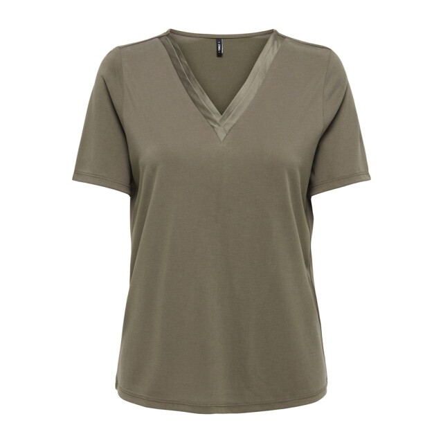 Only Onlfree life ss split v-neck top jrs taupe 4339.77.0066 large