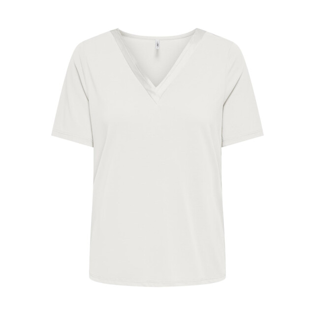 Only Onlfree life ss split v-neck top jrs off-white 4339.02.0133 large