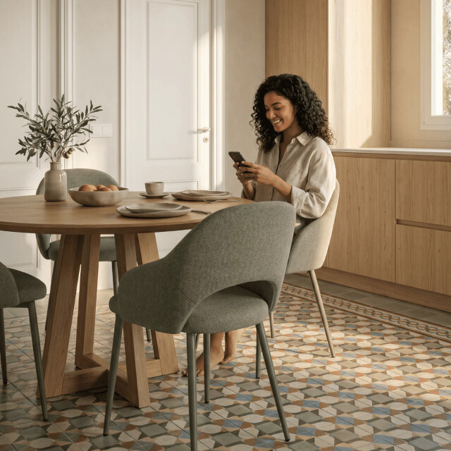 CaliCosy Stoelen set van 2 in stoffen met metalen poten, h84 cm lila 3539154 large