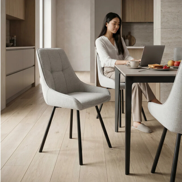 CaliCosy Stoelen set van 4 in stof met metalen poten, h85 cm nory 3539162 large